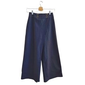 Club monaco - navy work pants - button/overlap fold detailing - size 00